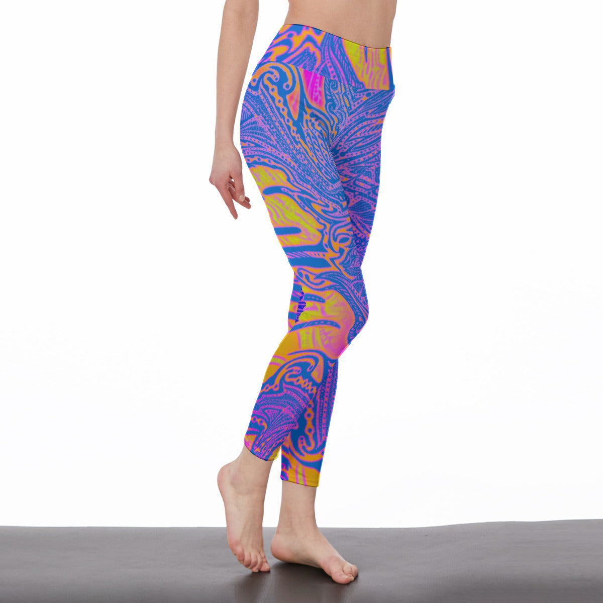 YellowDotFiz Hand Drawn Art - Women's High Waist Light Yoga Pants