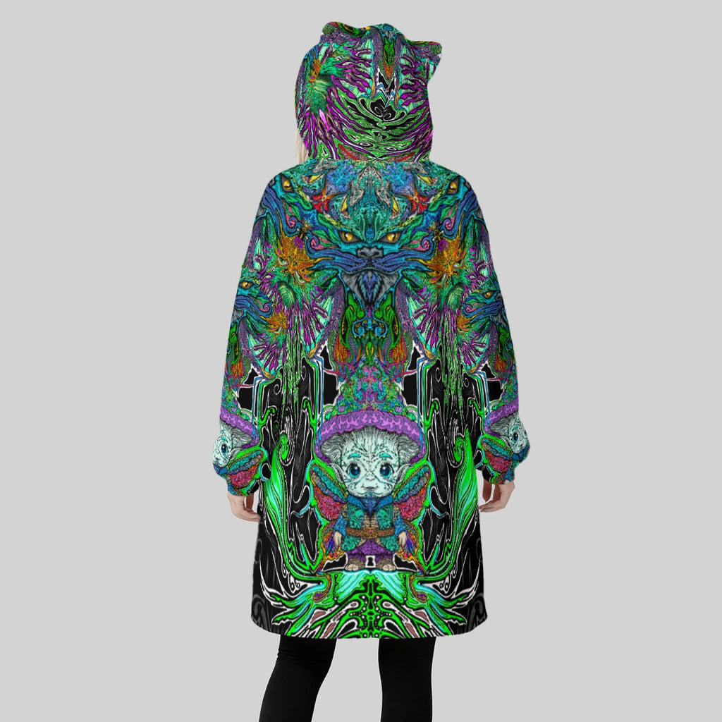 InkOracle Fleece Oversized Hoodie Blanket With Decorative Ears