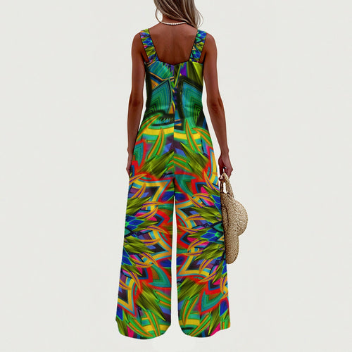 Artist Created Mandala - Vivid Wide-Leg Jumpsuit