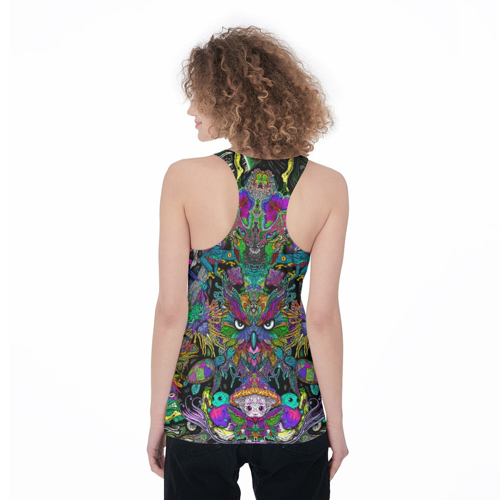 All the Chaos - Hand Drawn Art on Women's Racerback Tank Top