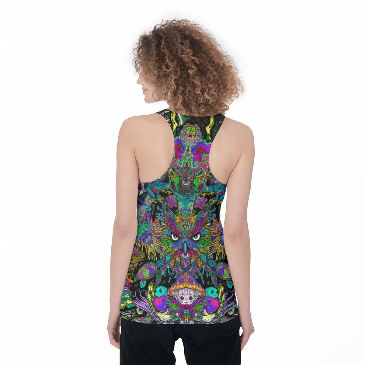 All the Chaos - Hand Drawn Art on Women's Racerback Tank Top
