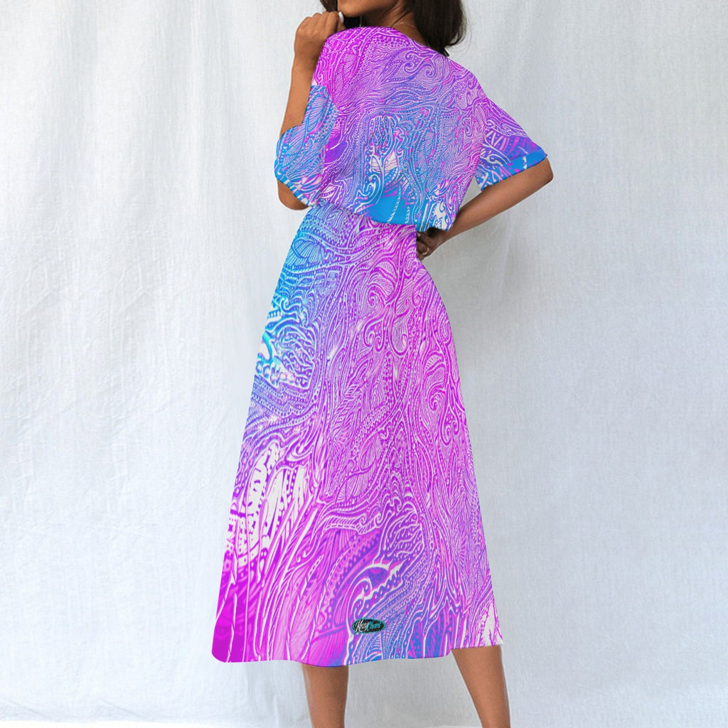 PinkBevel Fiz - Hand Drawn Art - Women's Elastic Waist Dress