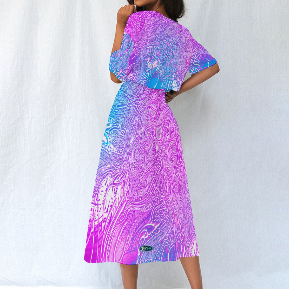 PinkBevel Fiz - Hand Drawn Art - Women's Elastic Waist Dress
