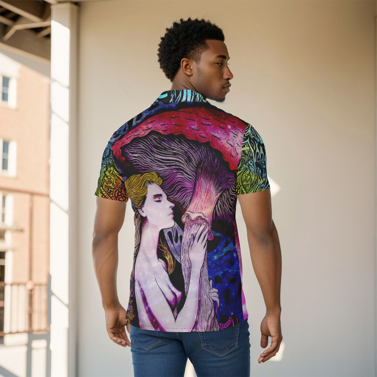 Garden Goddess Hand Drawn Pattern - Over Print Men's Shirt