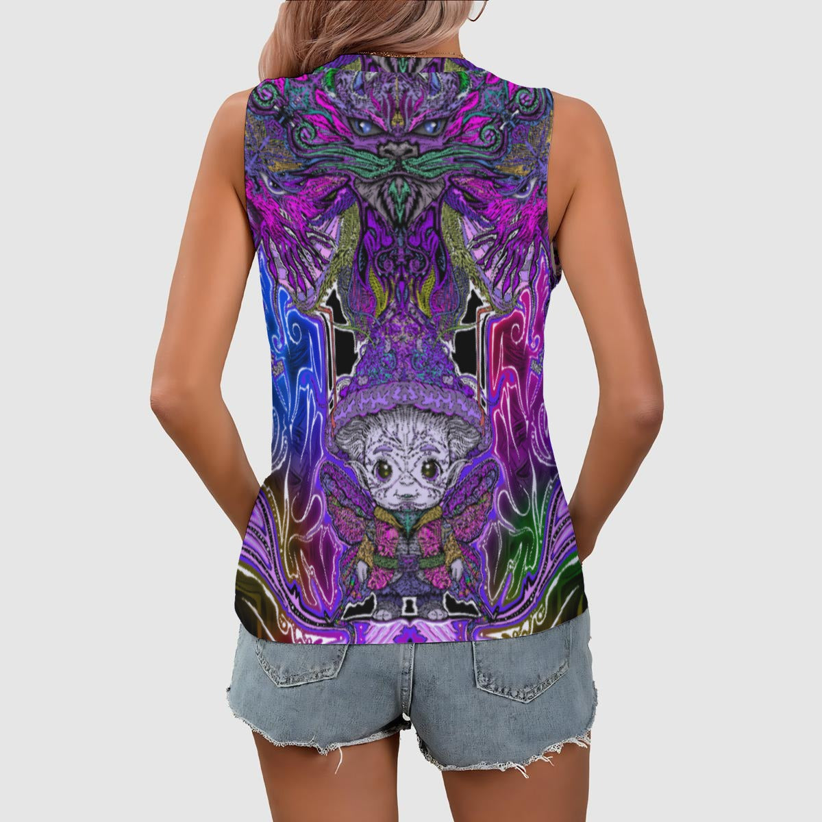 TrifectaTrippy Gnome Sleeveless V-Neck Tank Top