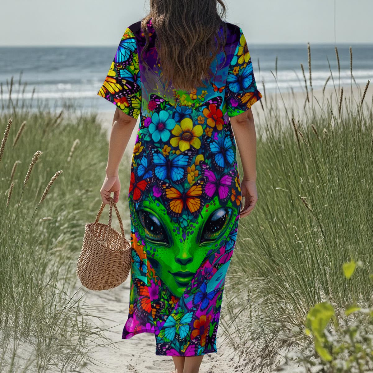 Terogins Artist Created - Women's Loose V-Neck Summer Dress