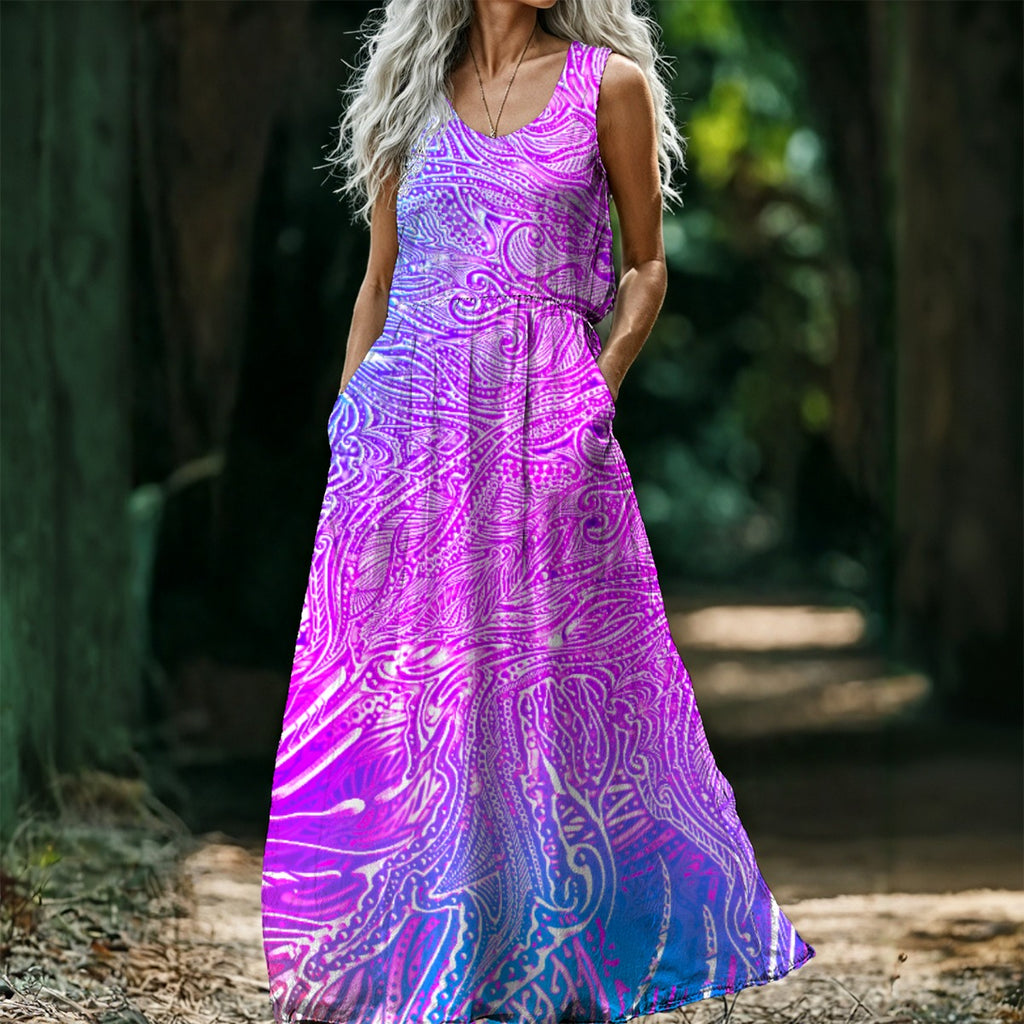 PinkBevelDot Matrix - Artist Created - Sleeveless Maxi Dress