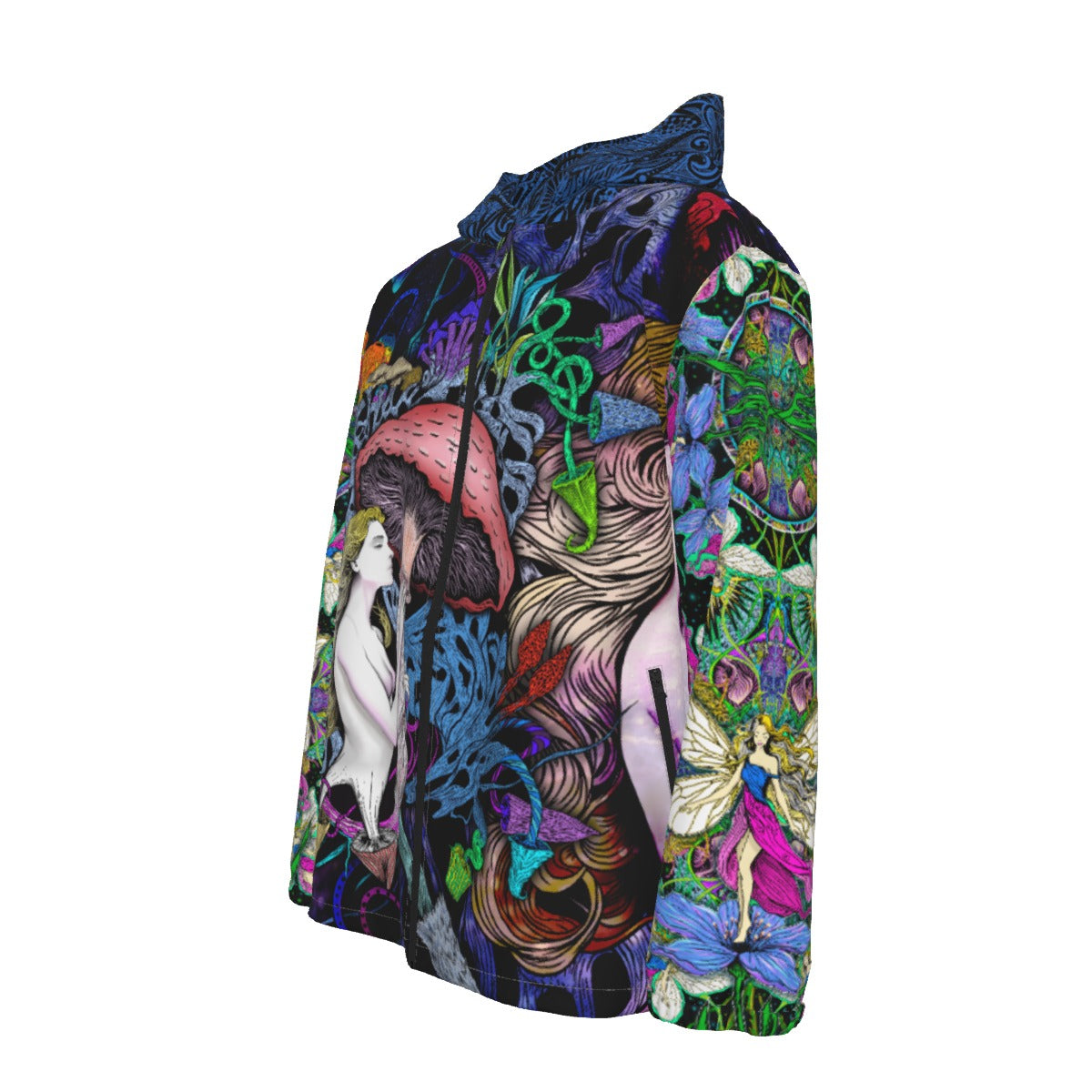 GardenGoddess - Hand Drawn Art - Hooded Zipper Windproof Jacket