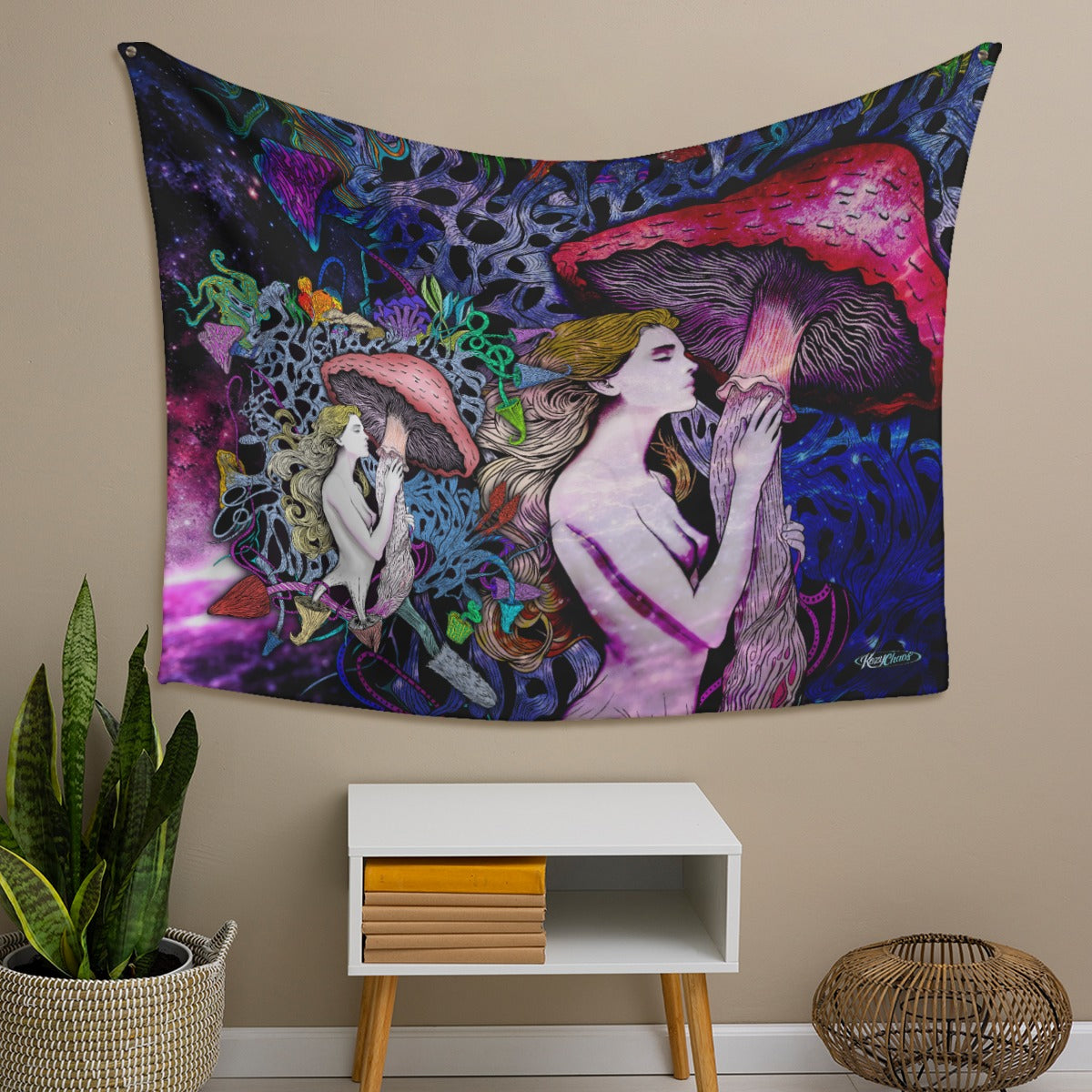 Hand Drawn Art Grove Godess - Tapestry