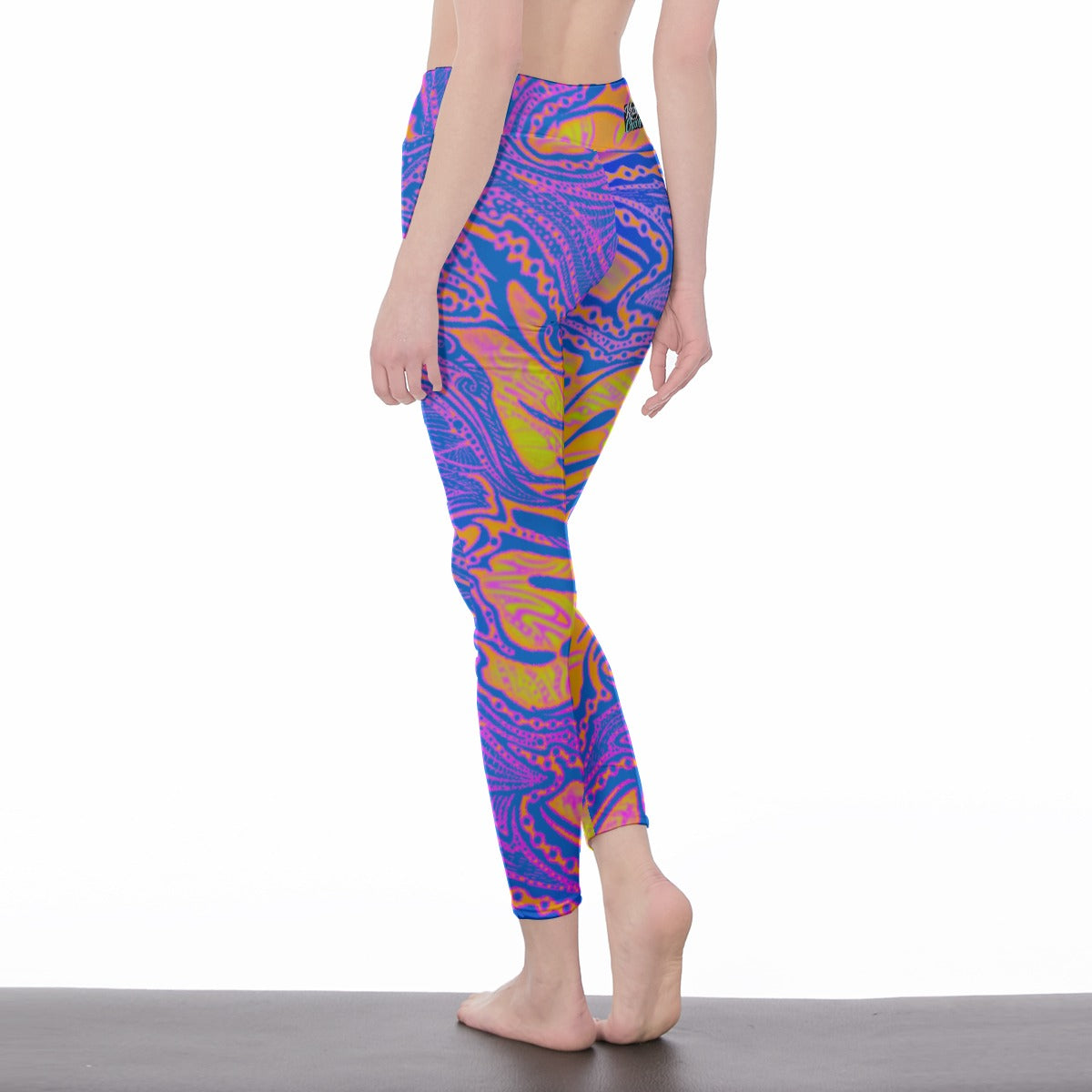 YellowDotFiz Hand Drawn Art - Women's High Waist Light Yoga Pants
