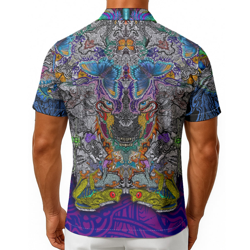 MatrixOwl - Hand Drawn Art - Hawaiian Shirt With Button Closure