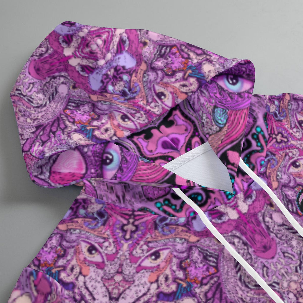 MadusaDix Pink Hoodie. Hand Drawn Art