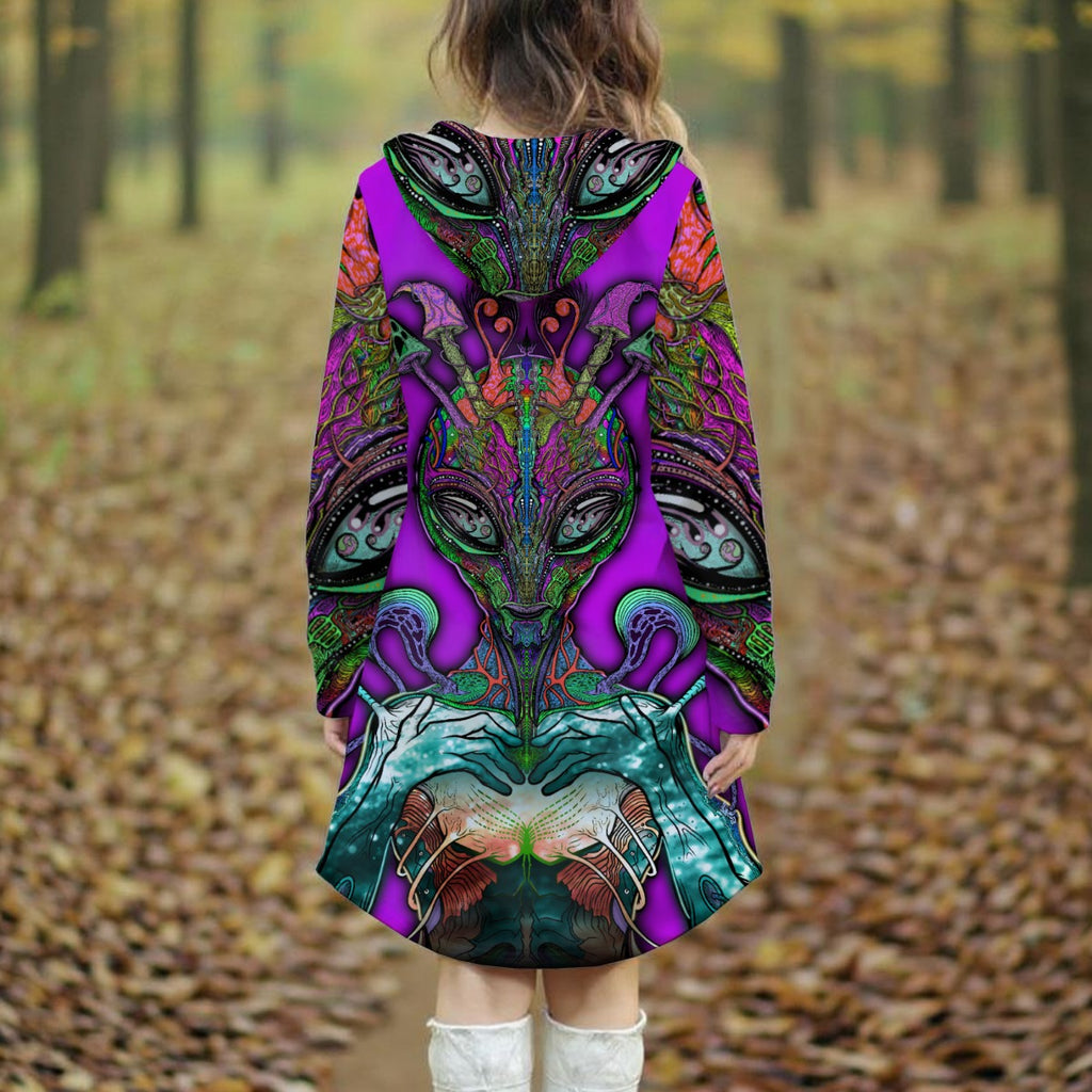 EarfulAlien - Hand Drawn Art. Kozy Chaos Longline Hoodie Dress