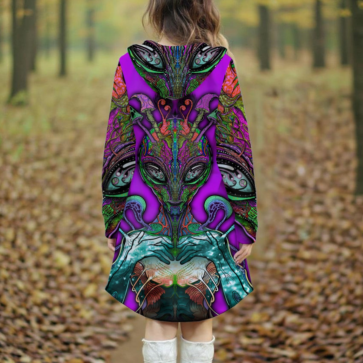 EarfulAlien - Hand Drawn Art. Kozy Chaos Longline Hoodie Dress