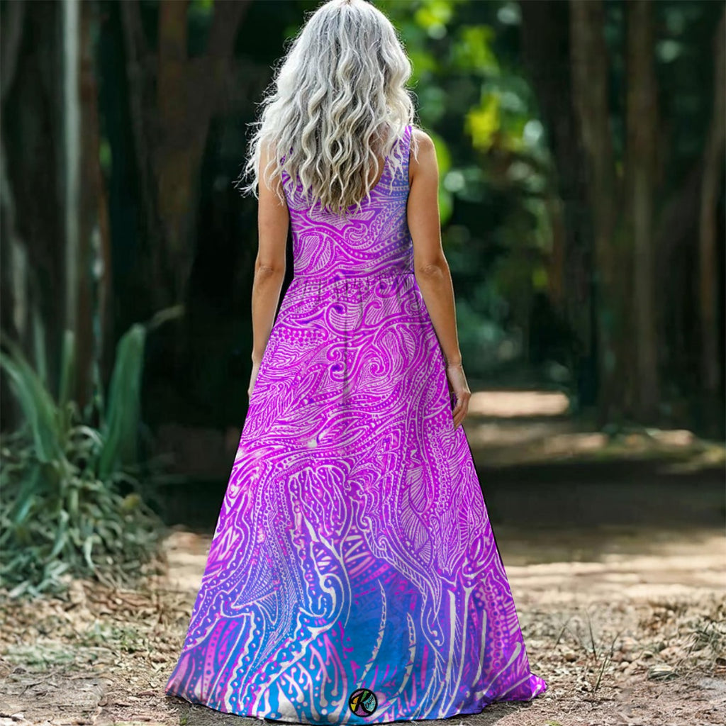 PinkBevelDot Matrix - Artist Created - Sleeveless Maxi Dress