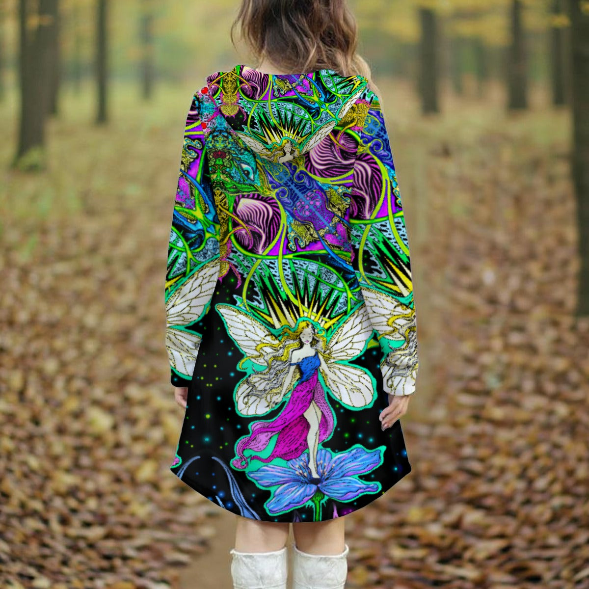 HanDrawn Artwork - Women's Longline Hoodie Dress - Kozy Chaos.