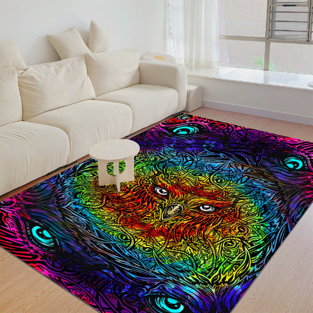 Hand Drawn Art - Owl Matrix Felt Floor Mat