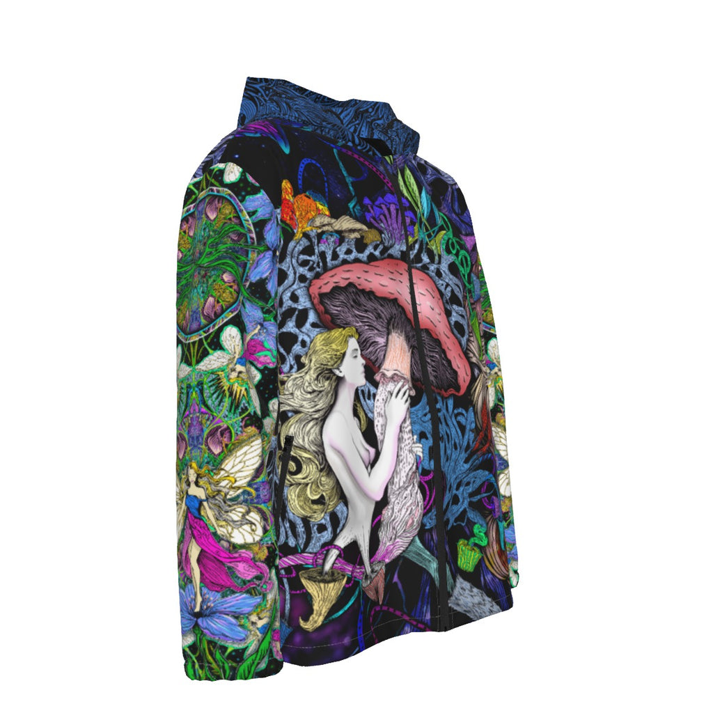 GardenGoddess - Hand Drawn Art - Hooded Zipper Windproof Jacket