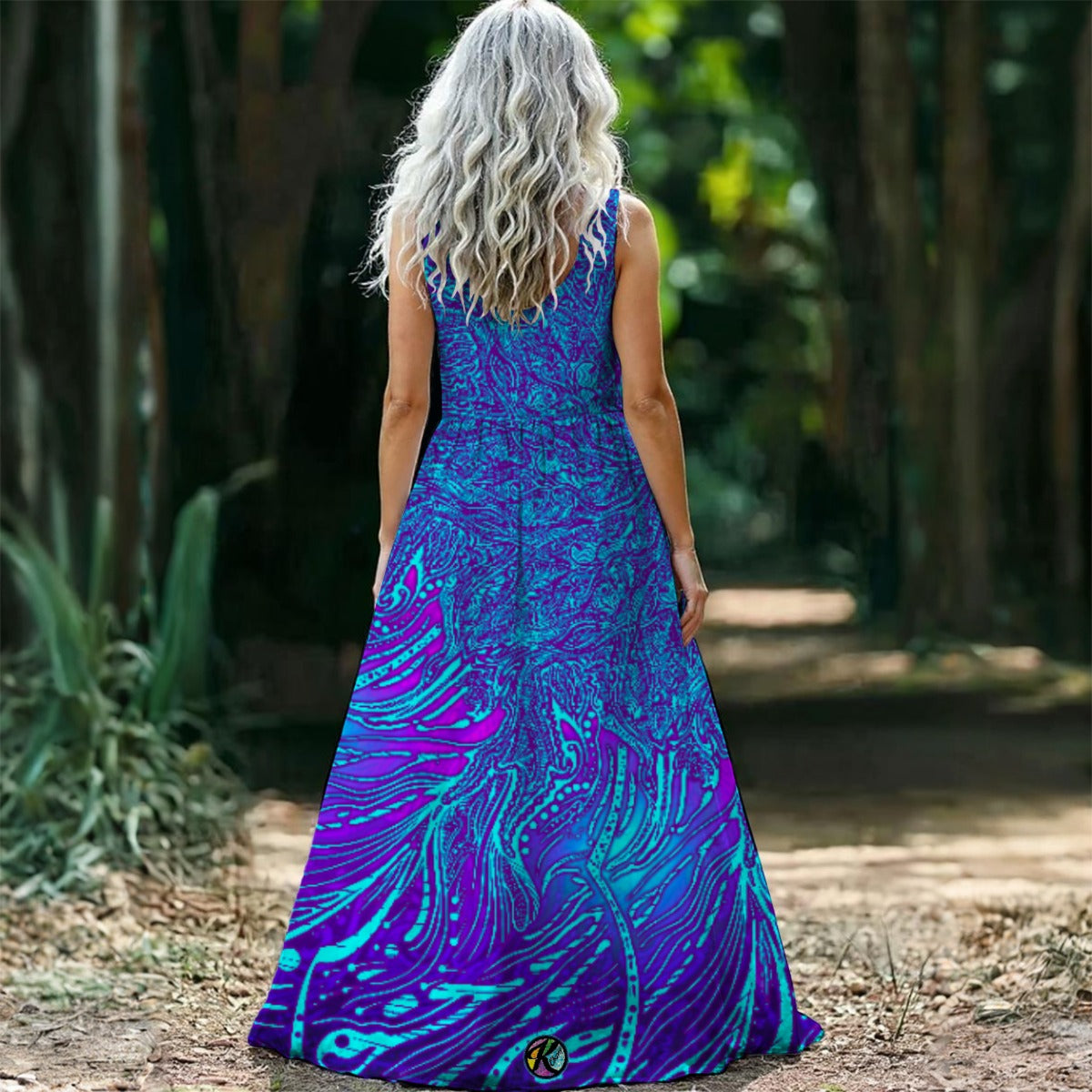 TeilDotMatrix - Hand Drawn Patterns Sleeveless Maxi Dress