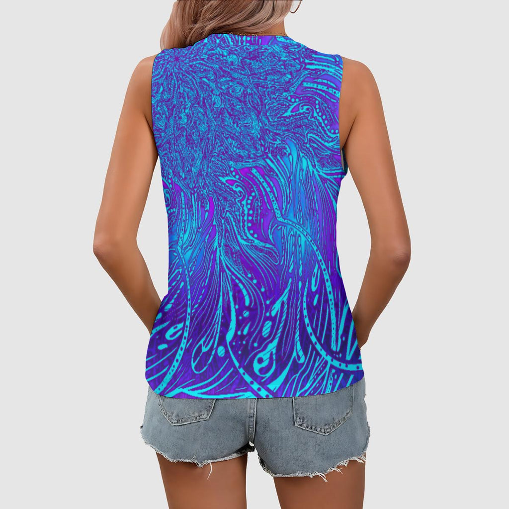 GlowingTeil - Hand drawn pattern - Women's Sleeveless V-Neck Tank Top