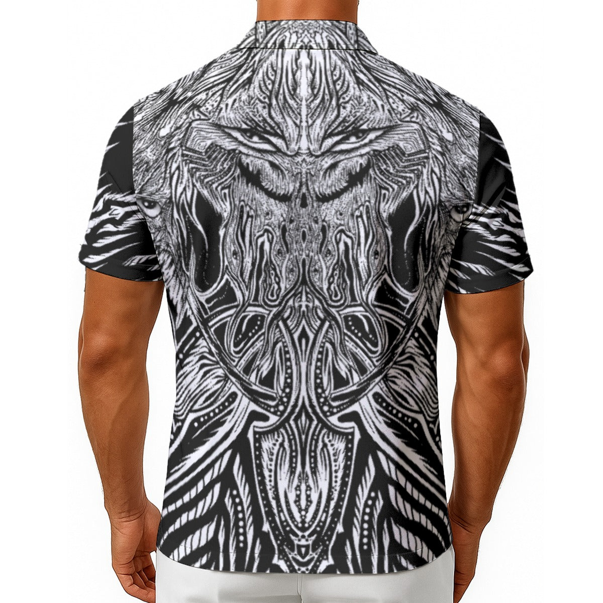 Hand Drawn Art. Demon Juice Hawaiian Shirt With Buttons