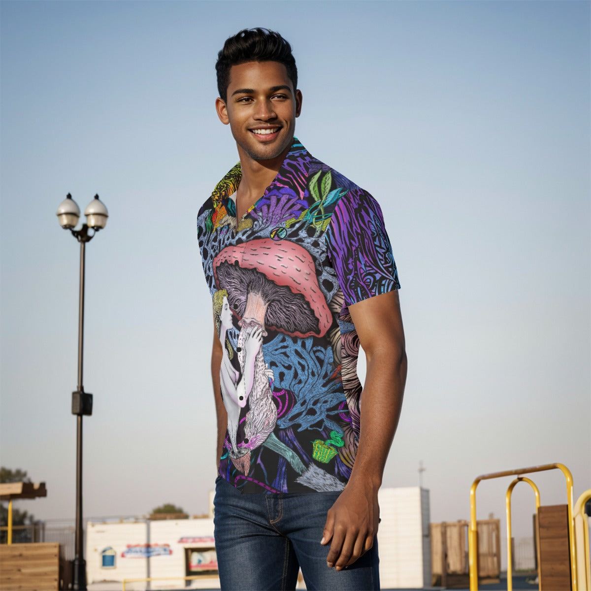 Garden Goddess Hand Drawn Pattern - Over Print Men's Shirt