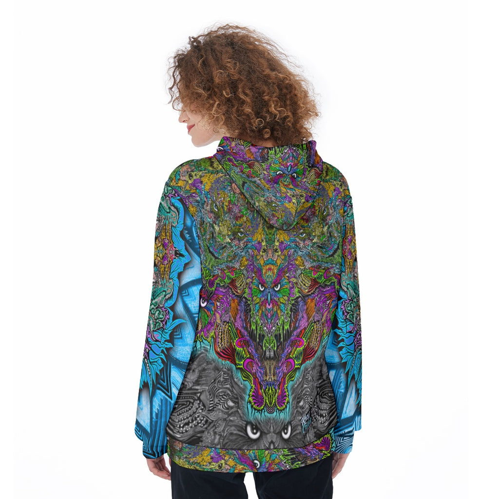 Hand Drawn Owl Pattern - Women's Pullover Hoodie