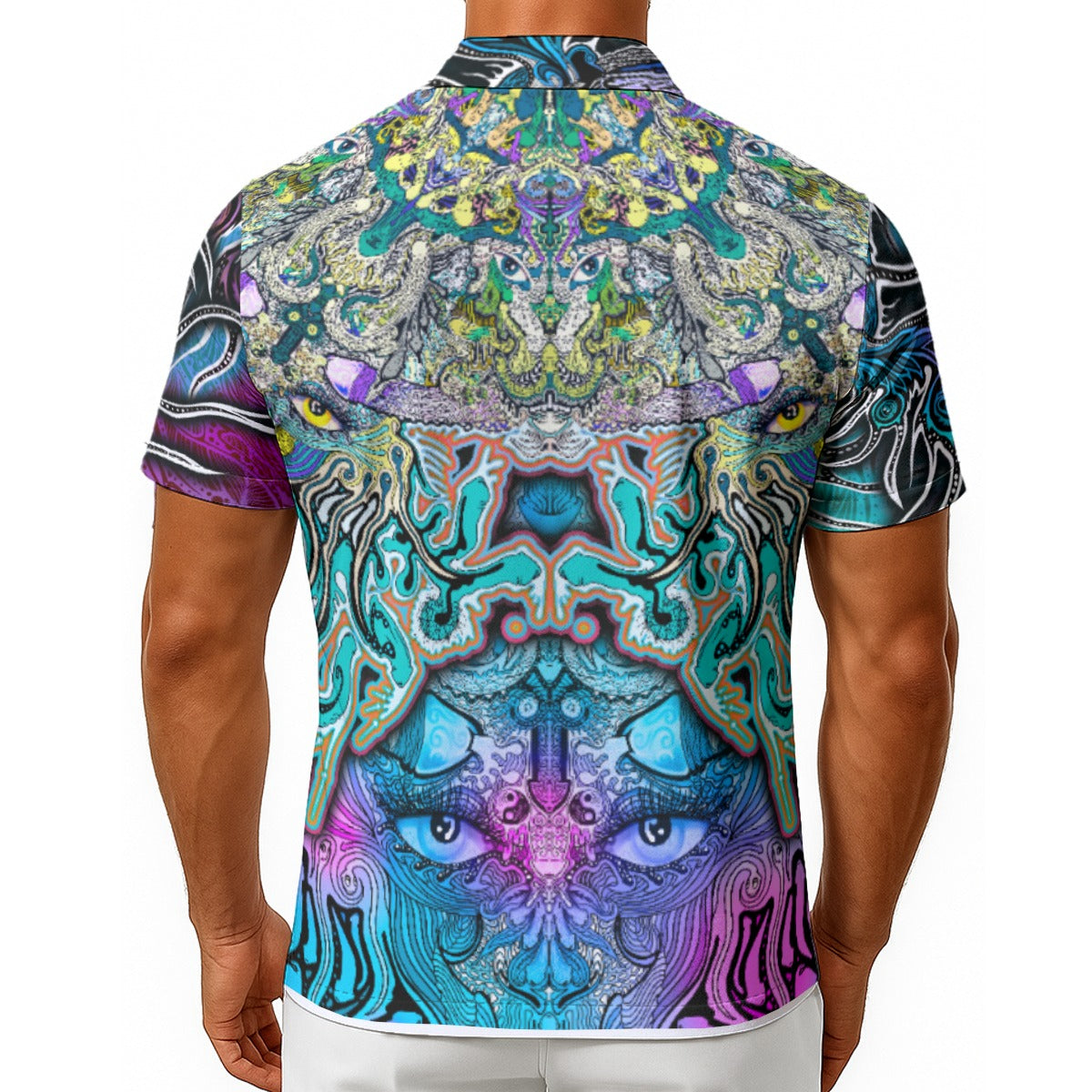 MedusaDix Adult Hand Drawn Pattern - Hawaiian Shirt With Button Closure