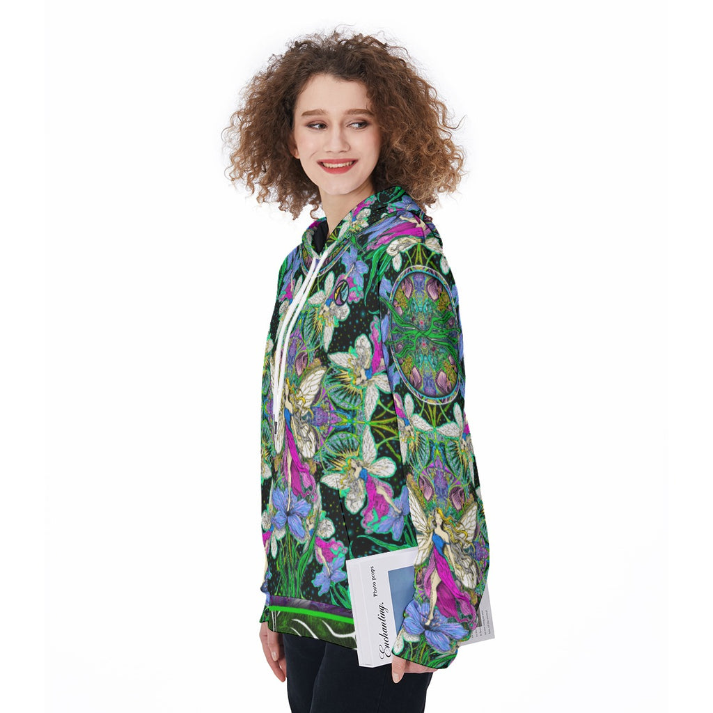 Hand Drawn Fairy Pattern Women's Pullover Hoodie