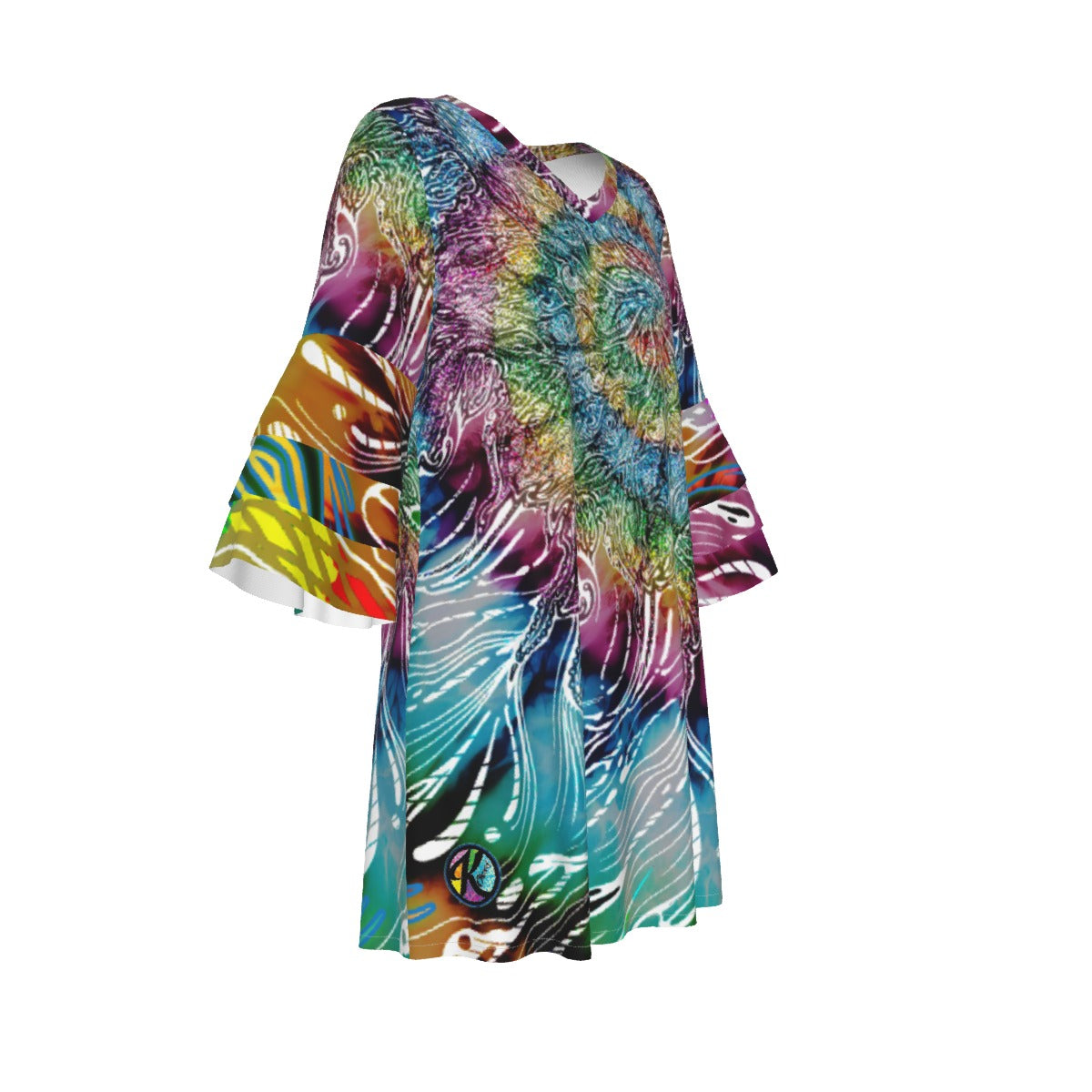 Vivid Artist Created Ruffle Sleeve Dress - Kozy Chaos