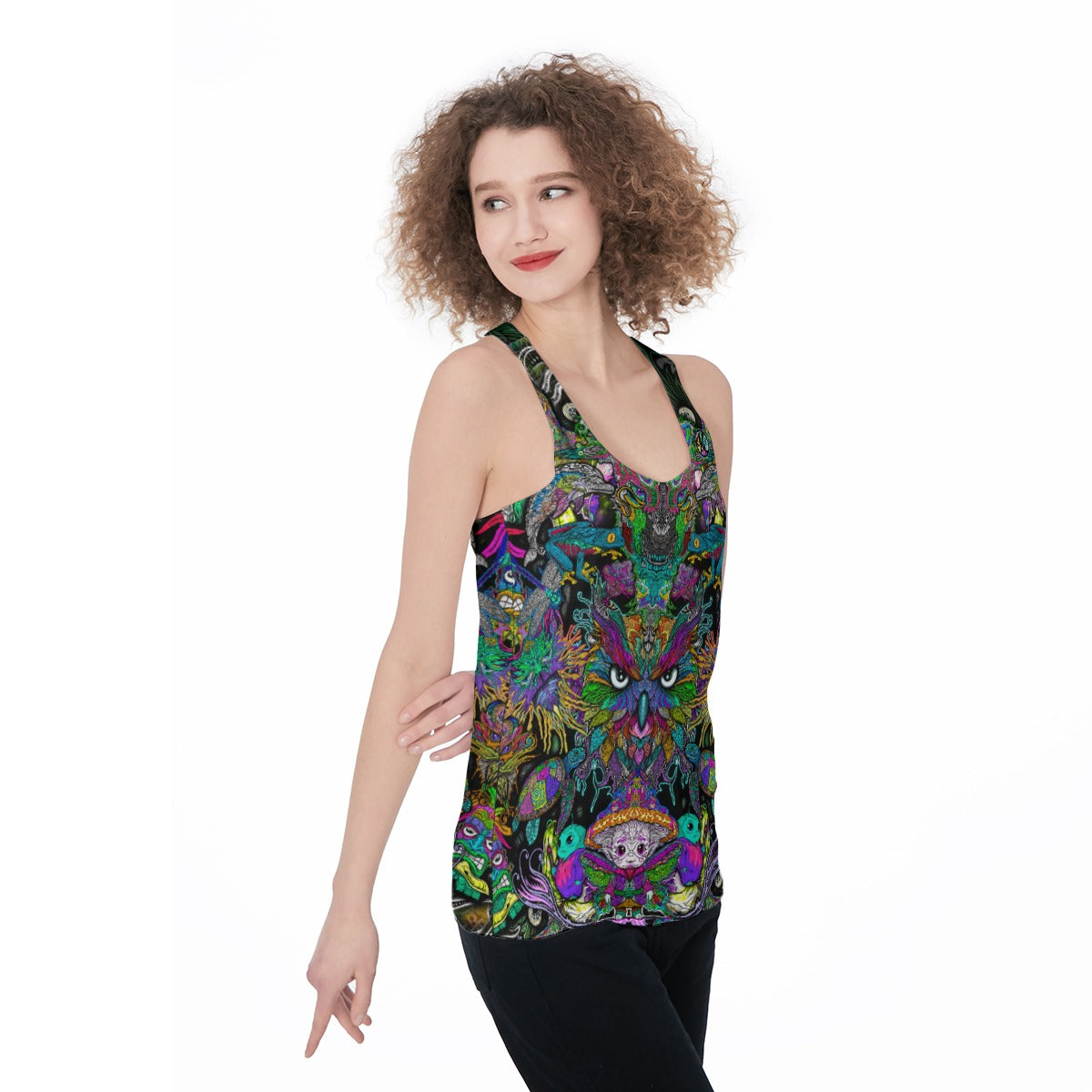 All the Chaos - Hand Drawn Art on Women's Racerback Tank Top