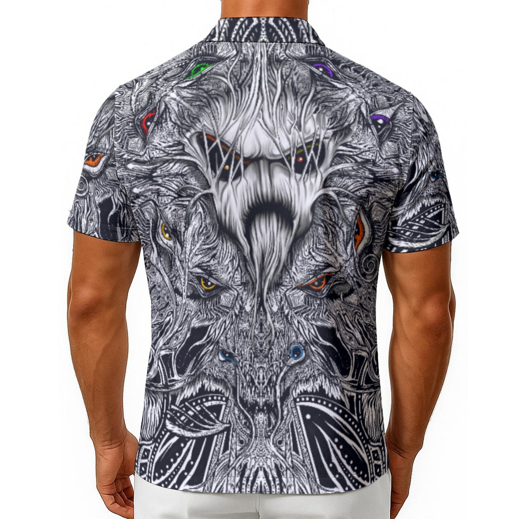 ScreaminDemon - Hand Drawn Art Hawaiian Shirt With Button Closure