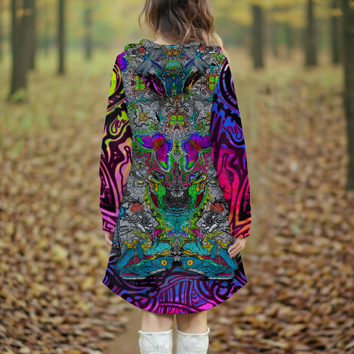 Kozy Chaos - HiddenGems Hand Drawn Art - Women's Longline Hoodie Dress