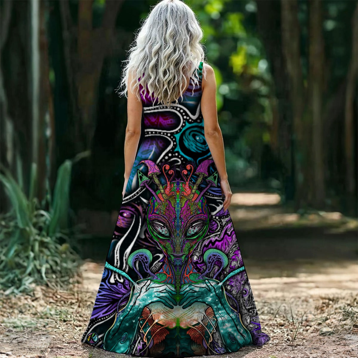 Alien Listener - Hand Drawn Art - Women’s Sleeveless Maxi Dress