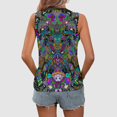 AlltheChaos hand Drawn Art - Women's Sleeveless V-Neck Tank Top