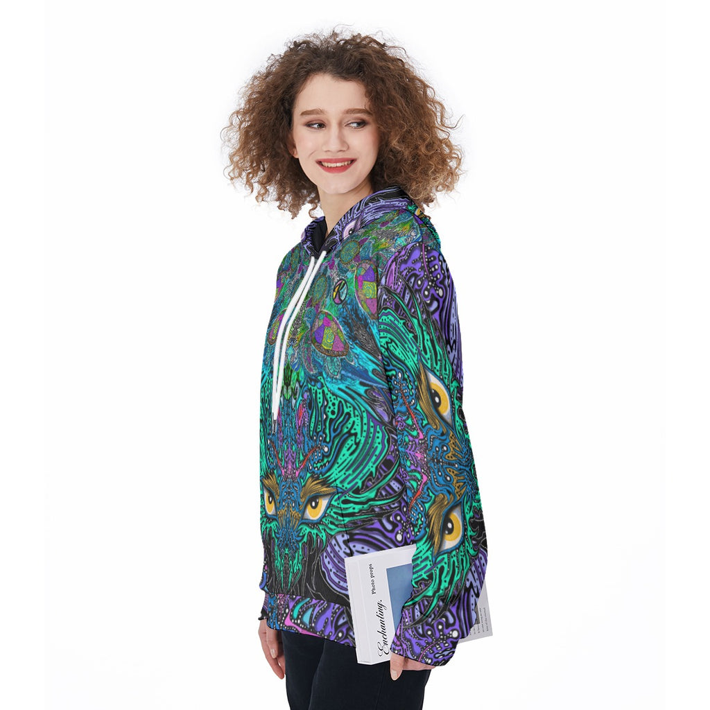 Sassy Sea Turtle - Hand Drawn Art - Women's Pullover Hoodie