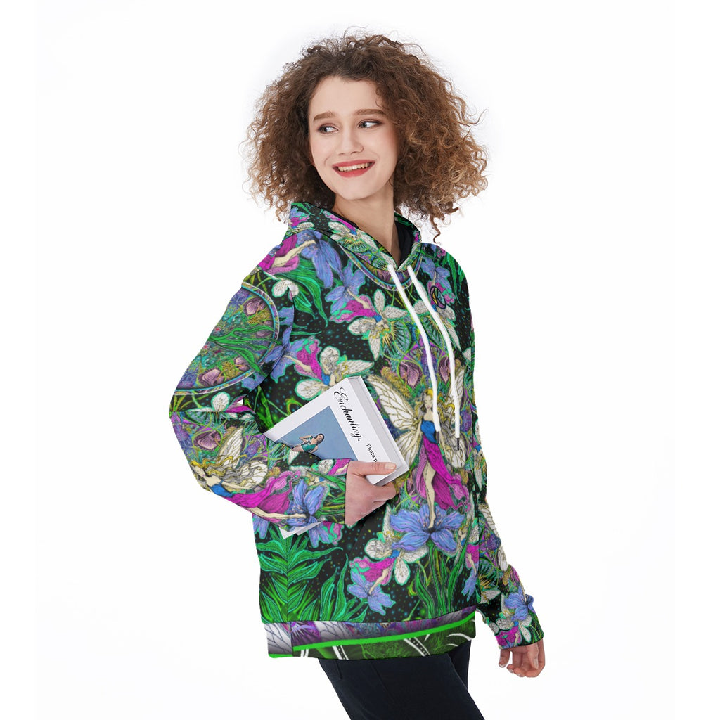 Hand Drawn Fairy Pattern Women's Pullover Hoodie