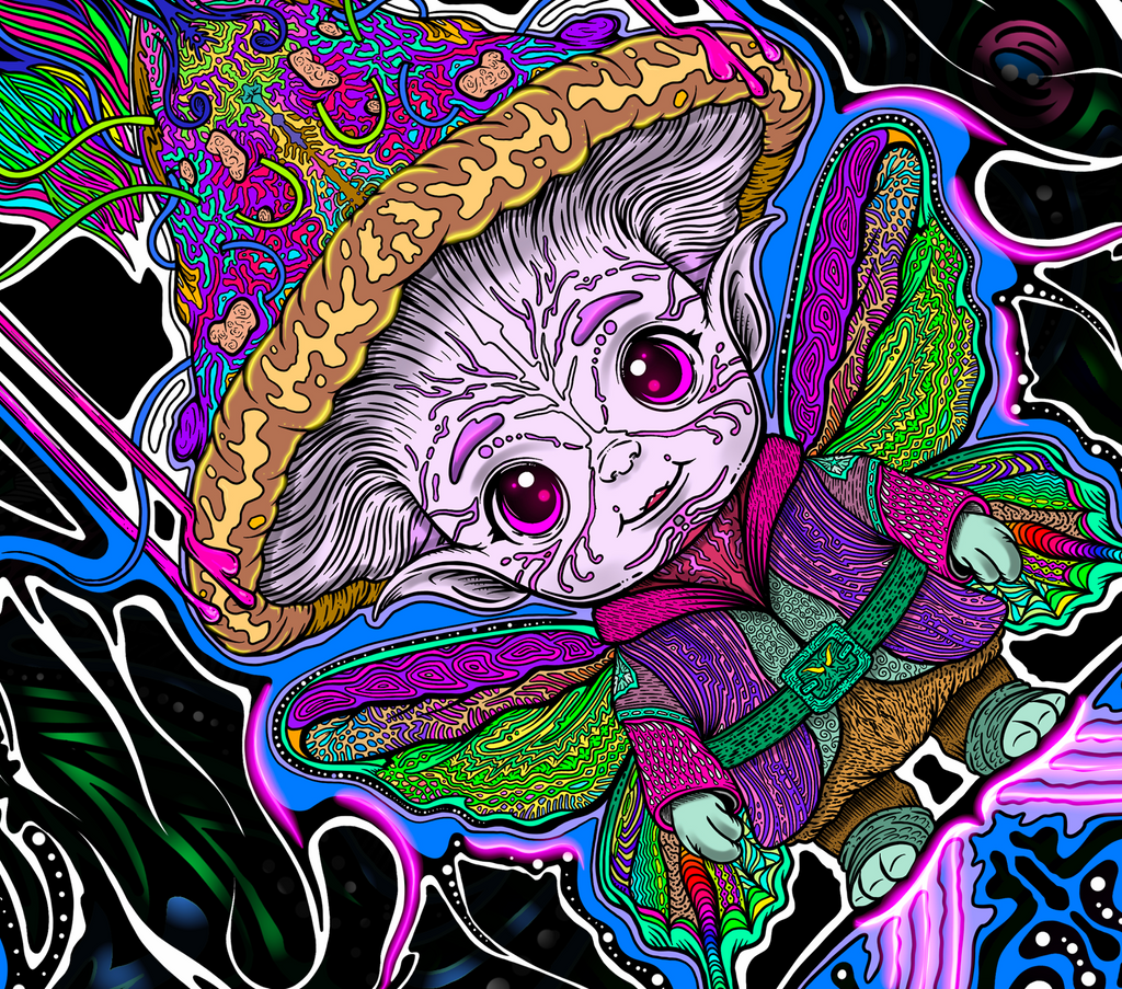Kozy Chaos TrippyGnome - Hand Drawn Art. Women's Longline Hoodie Dress
