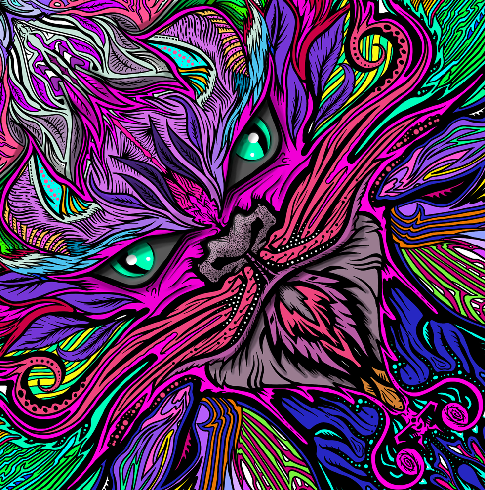 Kozy Chaos TrippyGnome - Hand Drawn Art. Women's Longline Hoodie Dress