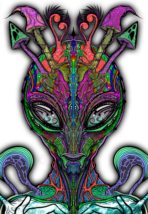 EarfulAlien - Hand Drawn Art. Kozy Chaos Longline Hoodie Dress