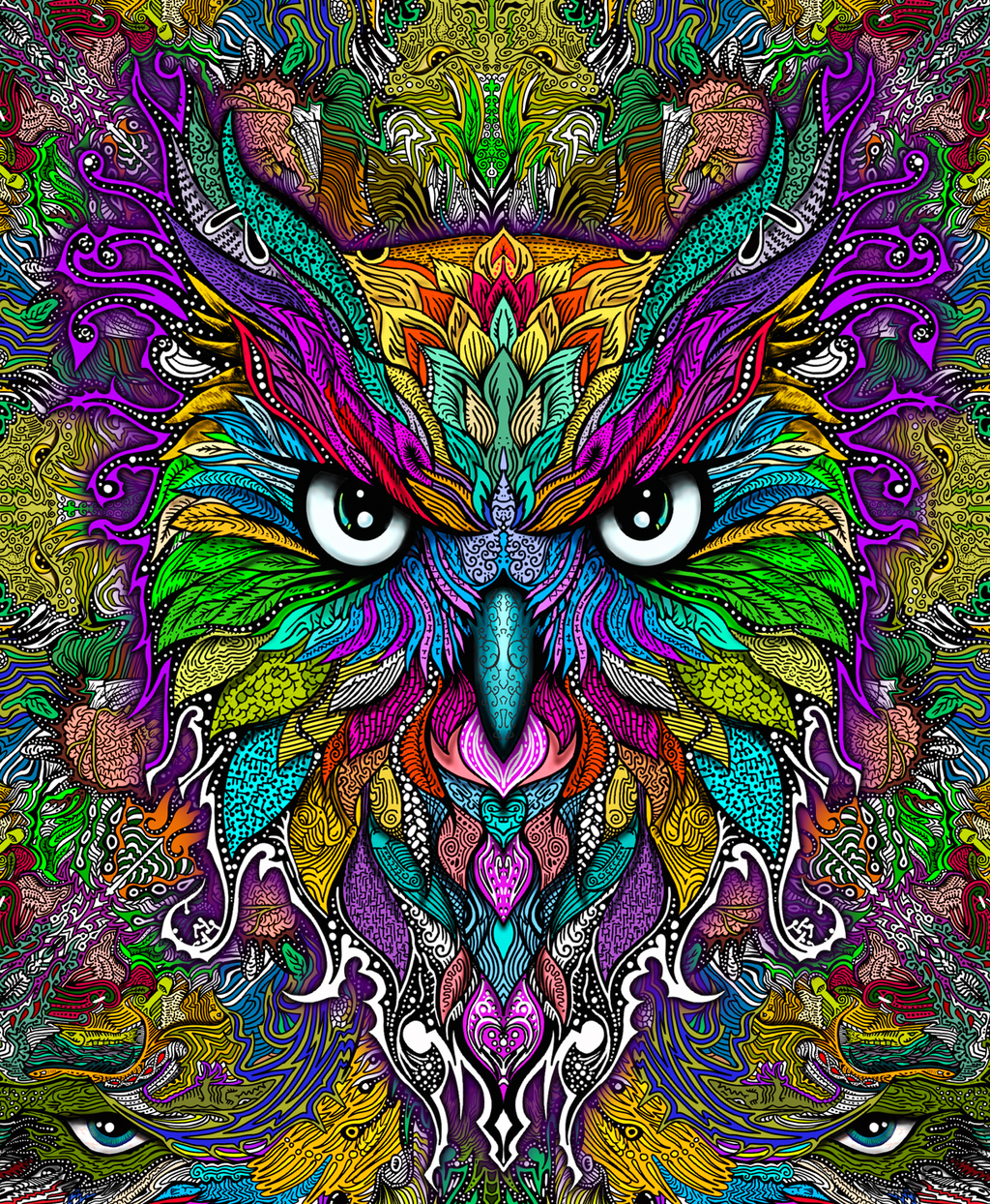 MatrixOwl - Hand Drawn Art - Hawaiian Shirt With Button Closure