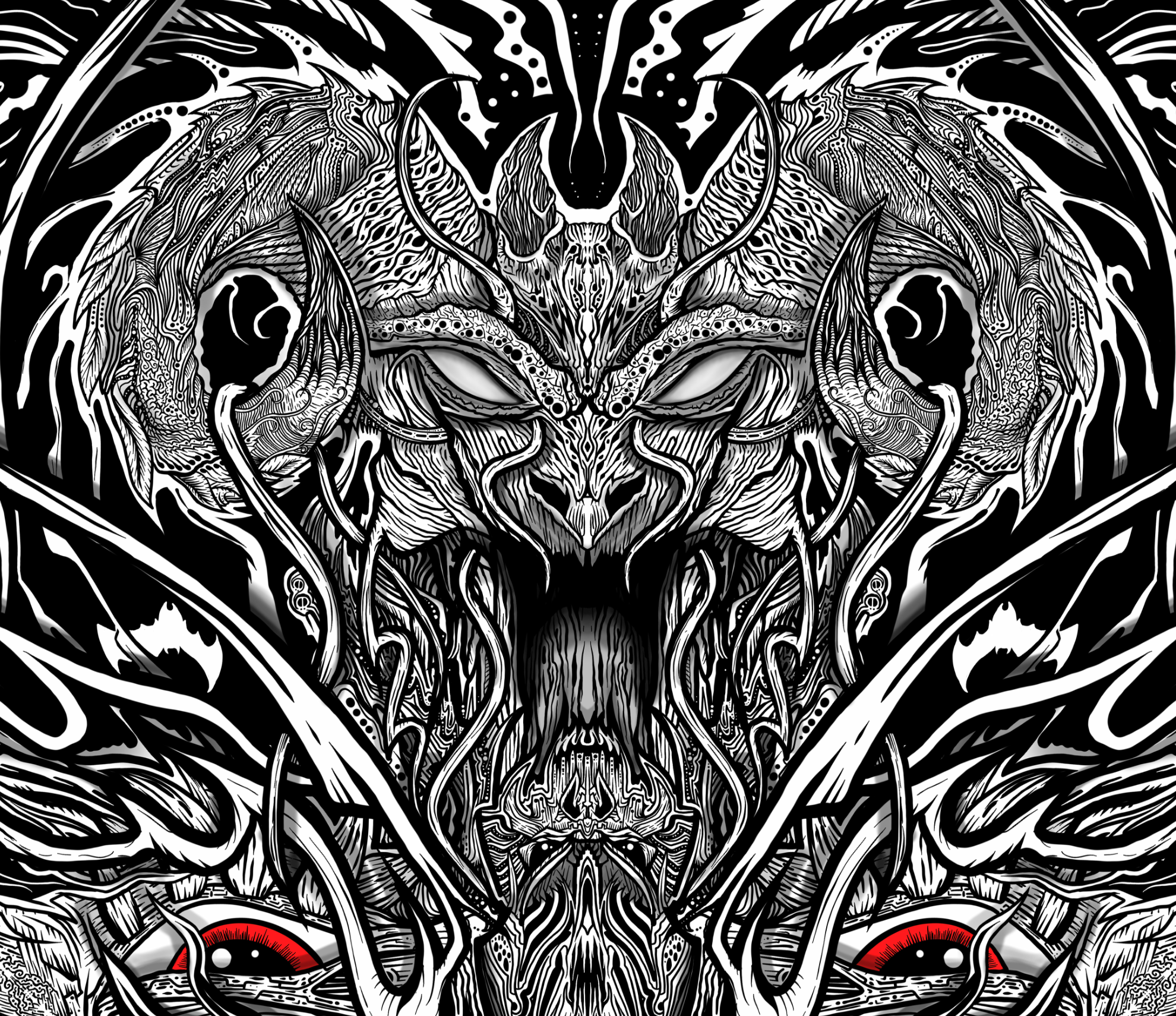 Demons R Juicy - Hand Drawn Art - Button Hawaiian Shirt