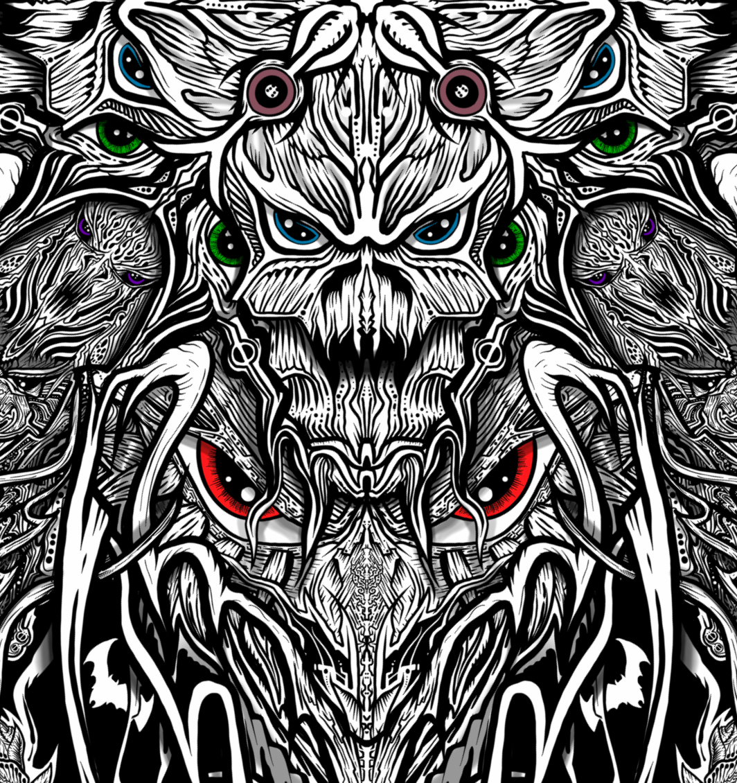 Demons R Juicy - Hand Drawn Art - Button Hawaiian Shirt