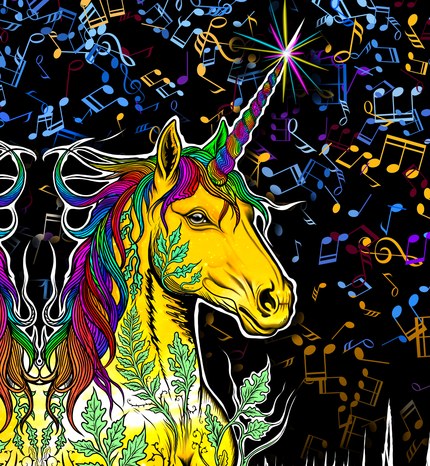 UnicornFae Hand Drawn Art Fleece Oversized Hoodie Blanket With Decorative Ears